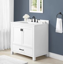 Load image into Gallery viewer, allen + roth Ronald 36-in White Undermount Single Sink Bathroom Vanity with White Engineered Stone Top