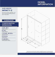 Load image into Gallery viewer, DreamLine Infinity-Z 72-in H x 56-in to 60-in W Semi-Frameless Sliding Chrome Shower Door (Clear Glass)