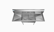 Load image into Gallery viewer, KoolMore 21-in x 60-in 2-Basin Stainless Steel Freestanding Utility Tub with Drain