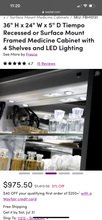 Load image into Gallery viewer, 36” Tiempo Recessed or Surface Mount Framed Medicine Cabinet with 4 Shelves and LED Lighting (Quantity 2)