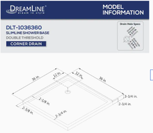 Load image into Gallery viewer, DreamLine SlimLine White 36-in W x 36-in L with Back Drain Acrylic Shower Base
