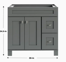 Load image into Gallery viewer, Diamond NOW Palencia 36-in Moonstone Gray Bathroom Vanity Cabinet
