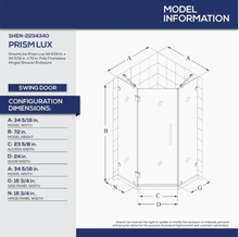 Load image into Gallery viewer, DreamLine DreamLine Prism Lux 36-in D x 36-in W x 74-3/4-in H Frameless Shower Enclosure in Chrome and Corner Drain White Base
