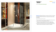 Load image into Gallery viewer, DreamLine DreamLine Prism Lux 36-in D x 36-in W x 74-3/4-in H Frameless Shower Enclosure in Chrome and Corner Drain White Base
