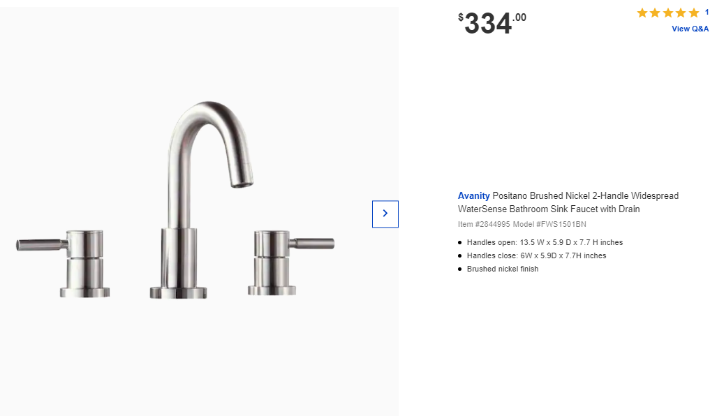 Avanity Positano Brushed Nickel 2-Handle Widespread WaterSense Bathroom Sink Faucet with Drain