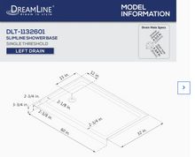 Load image into Gallery viewer, DreamLine SlimLine White 32-in W x 60-in L with Left Drain Acrylic Shower Base Item #468833Model #DLT-1132601
