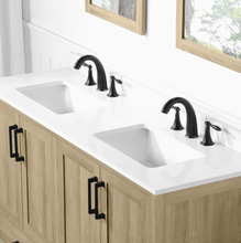 Load image into Gallery viewer, Style Selections Edwards 60-in Natural Oak Undermount Double Sink Bathroom Vanity with White Engineered Stone Top Item #2694640Model #EDWARDS-60NO
